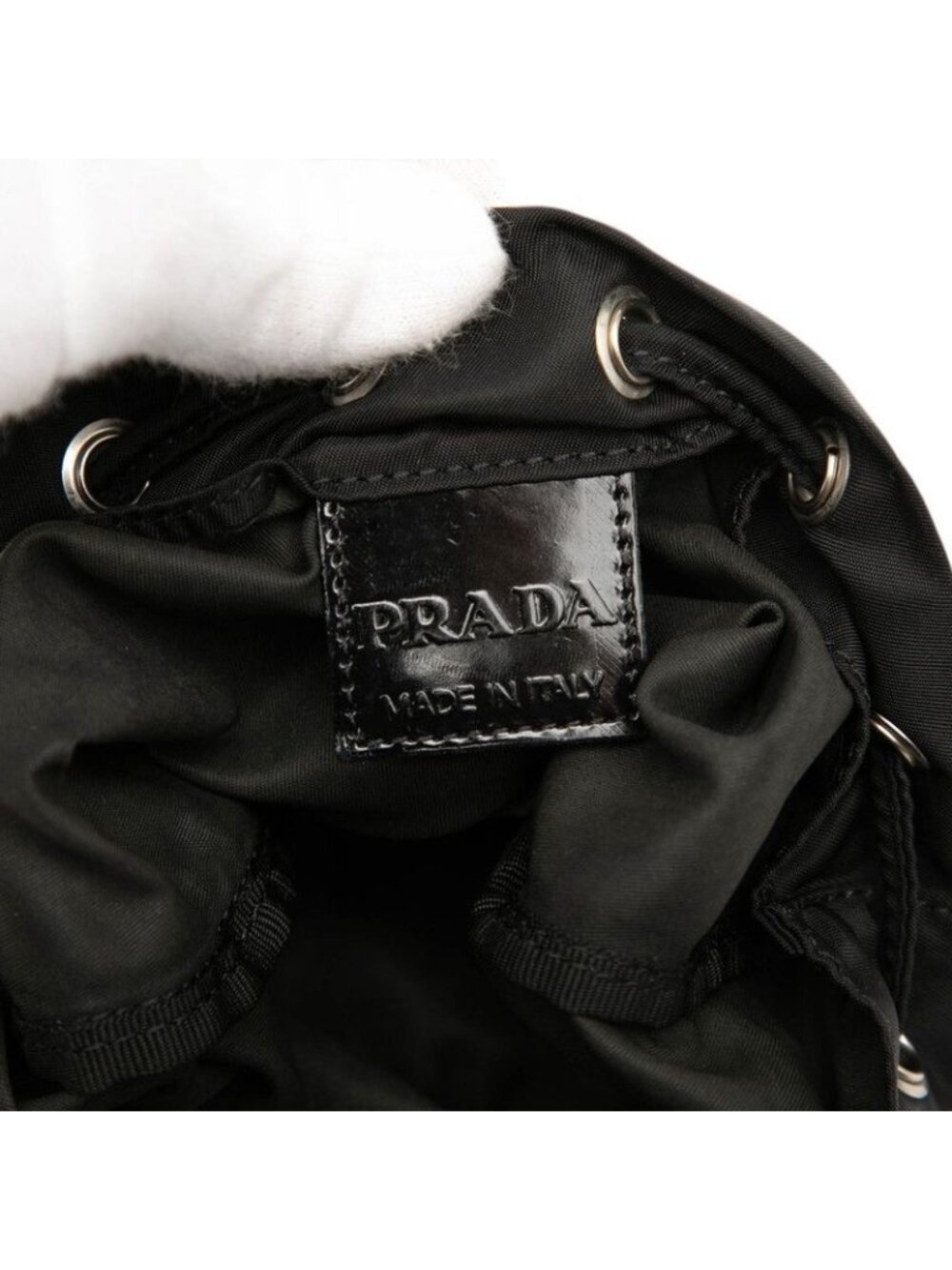 Prada Drawstring Pouch Case Black Nylon - Picture 6 of 6